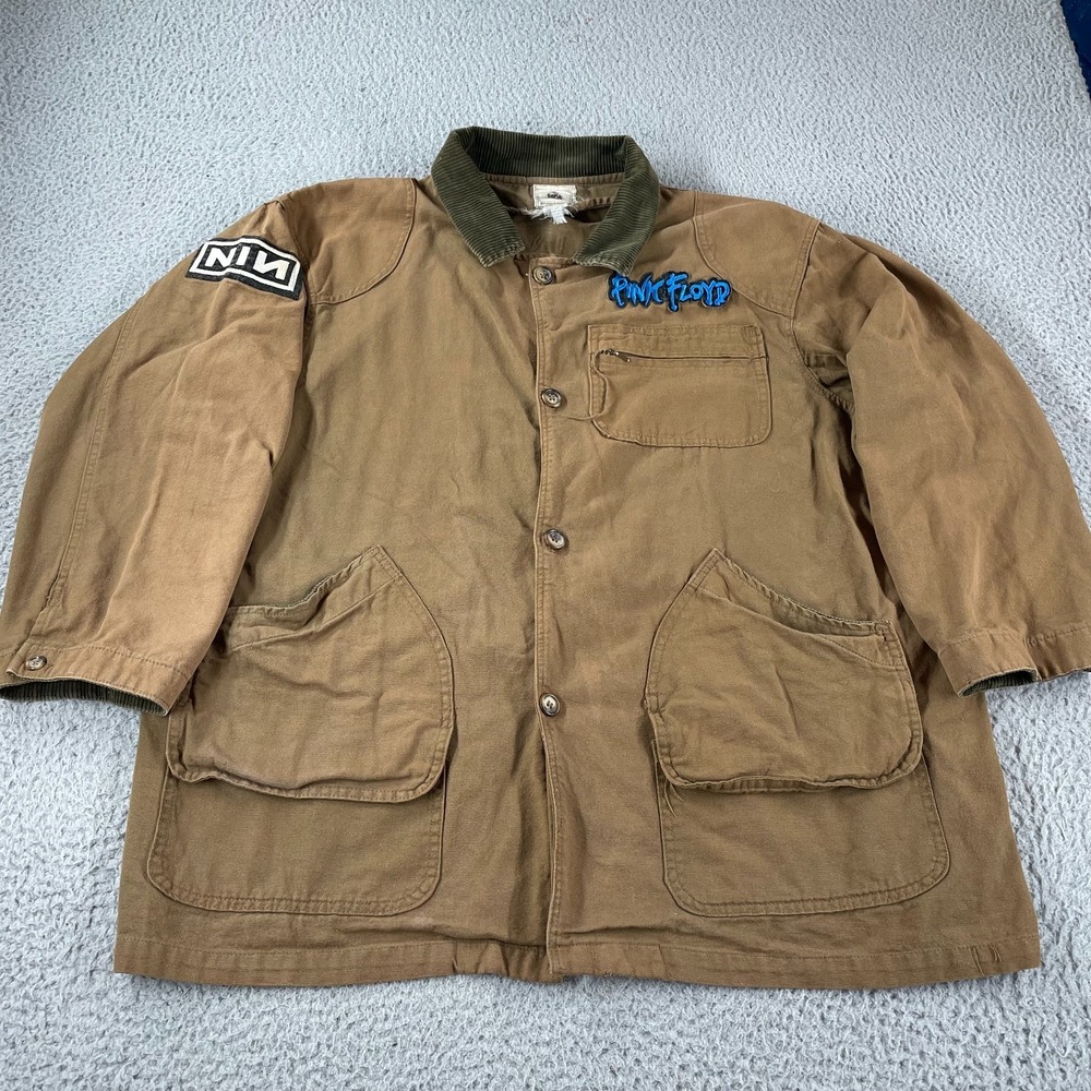Vintage 90s Pink Floyd NIN Nine Inch Nails Patch‎ Jacket Live Brown XL-2XL RARE